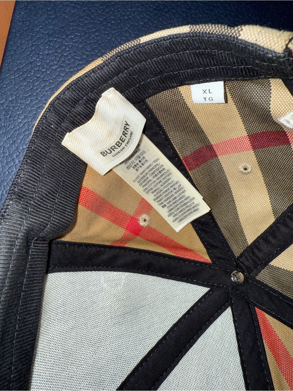 Burberry Tan Plaid Baseball Cap with Red & Black Accents - Picture 4 of 4